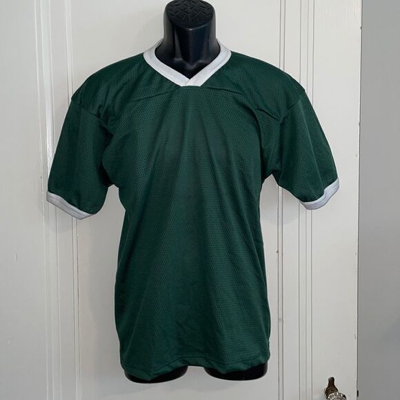 Nwot Vtg 80s Gator Athletics dark green mesh jersey T-shirt with white trim - Picture 1 of 8